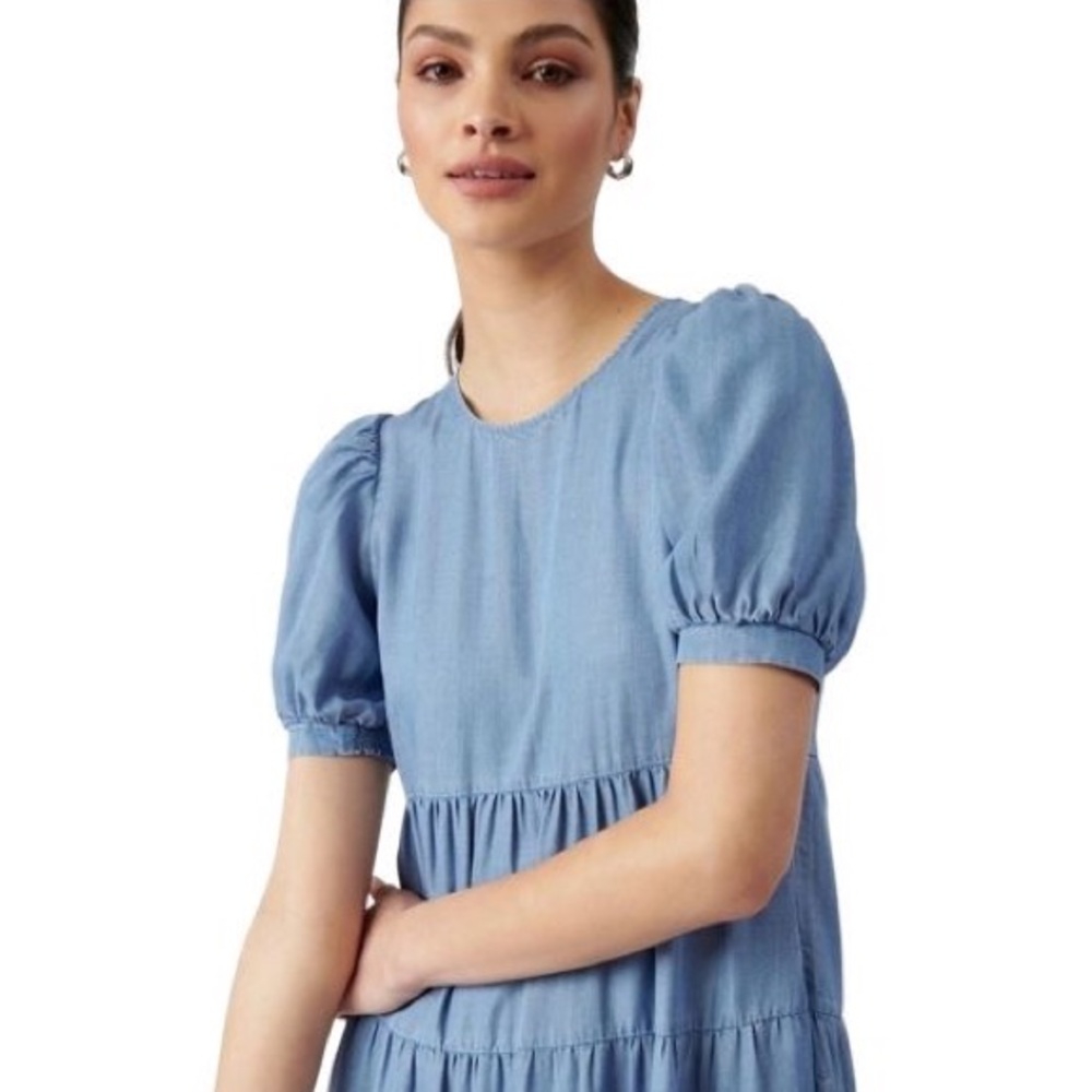 Ever New Pippa Denim Midi Dress 8 Sundress Cottage Costal Prairie Country Boho - Picture 4 of 10